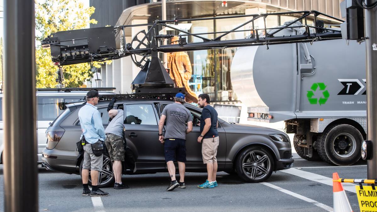 Preparing the camera rig for the chase sequence. Picture: Karleen Minney 