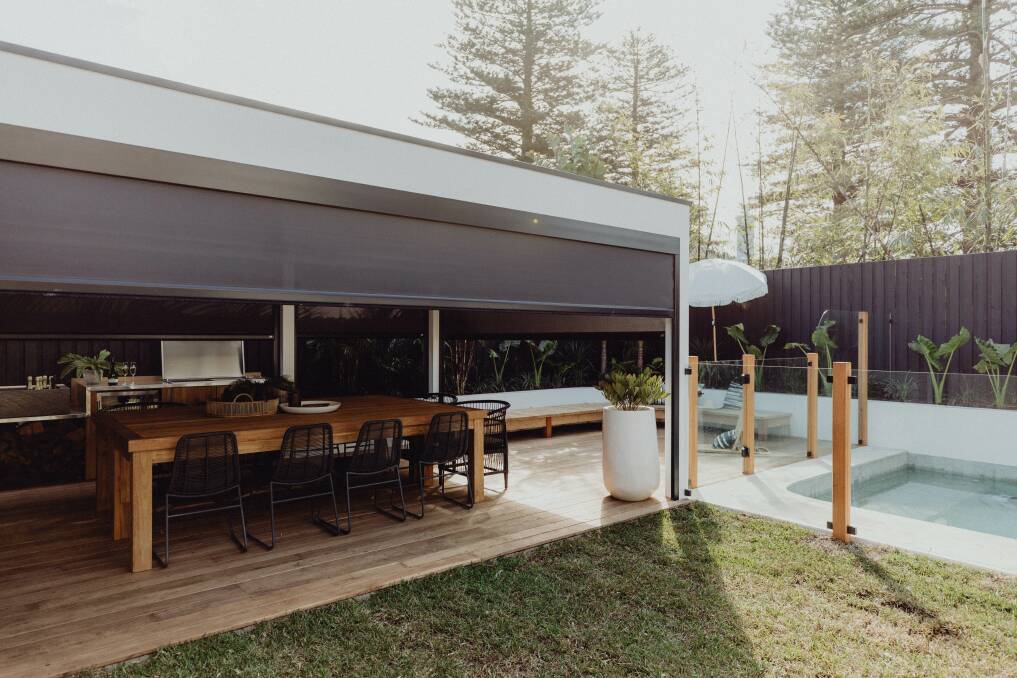 SHADE: Luxaflex's Evo MagnaTrack Awning has a self-correcting feature, allowing the fabric skin to return to its channel if dislodged. 