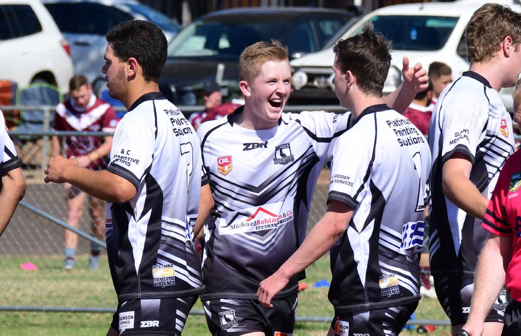 BACK ON TRACK: Forbes juniors celebrate their Premiers Challenge win over Bathurst St Pat's last year. The clubs could potentially battle again this year. Photo: NICK GUTHRIE