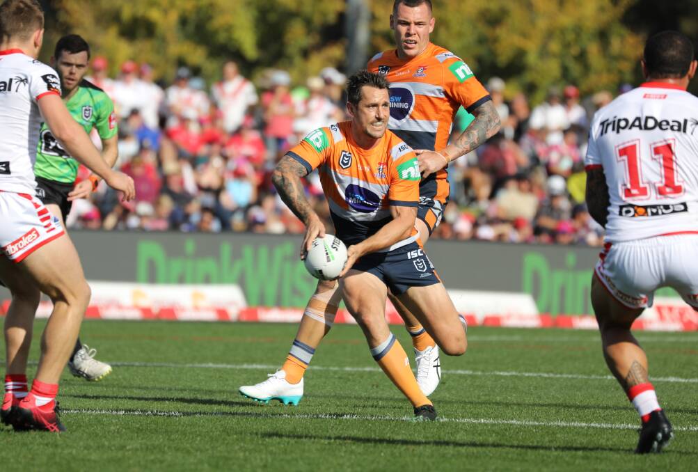 WESTERN CONNECTION: Mitchell Pearce of the Newcastle Knights in action at Mudgee during a trial match last year. Photo: SIMONE KURTZ