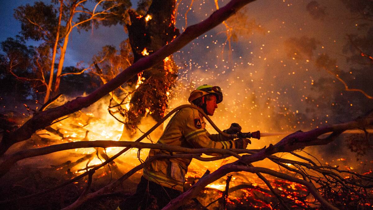 A firefighter works to put out the NSW North Black Range bushfire. A dedicated fund set up to support frontline workers suffering PTSD from the bushfires has not been touched. Picture: Dion Georgopoulos