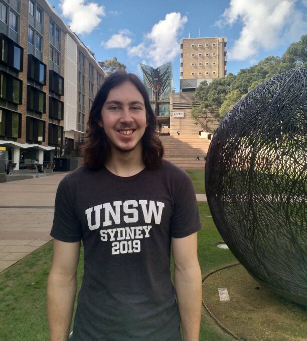 FIRST YEAR: Jacob McMullen is on track to get an engineering degree at UNSW. Photo: supplied.
