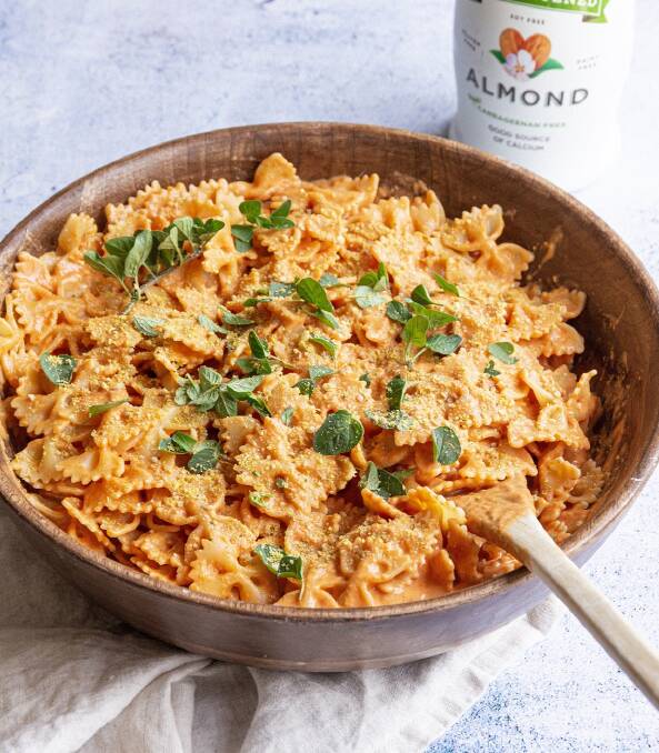 VEGAN DINNER: A savoury, creamy almond and sundried tomato pasta that is easy and quick to make. Photo: SUPPLIED