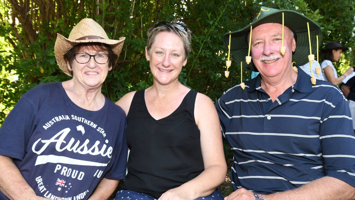 PARK PARTY: Diane Lavelle, Nicole Butler and Wayne Lavelle celebrated what it meant to them to be Australians. Photo: CARLA FREEDMAN 0126cfcookpark25