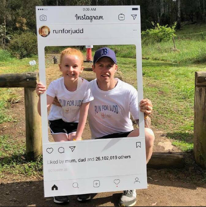 JUDD SUPPORT: Sister Hannah and dad Josh Cantrill joined the Run for Judd at the Pinnacle on the weekend. Photo: SUPPLIED