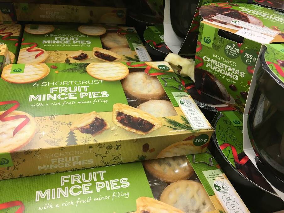 CHRISTMAS GOODS: Pies and pudding spotted at Woolworth North Orange.