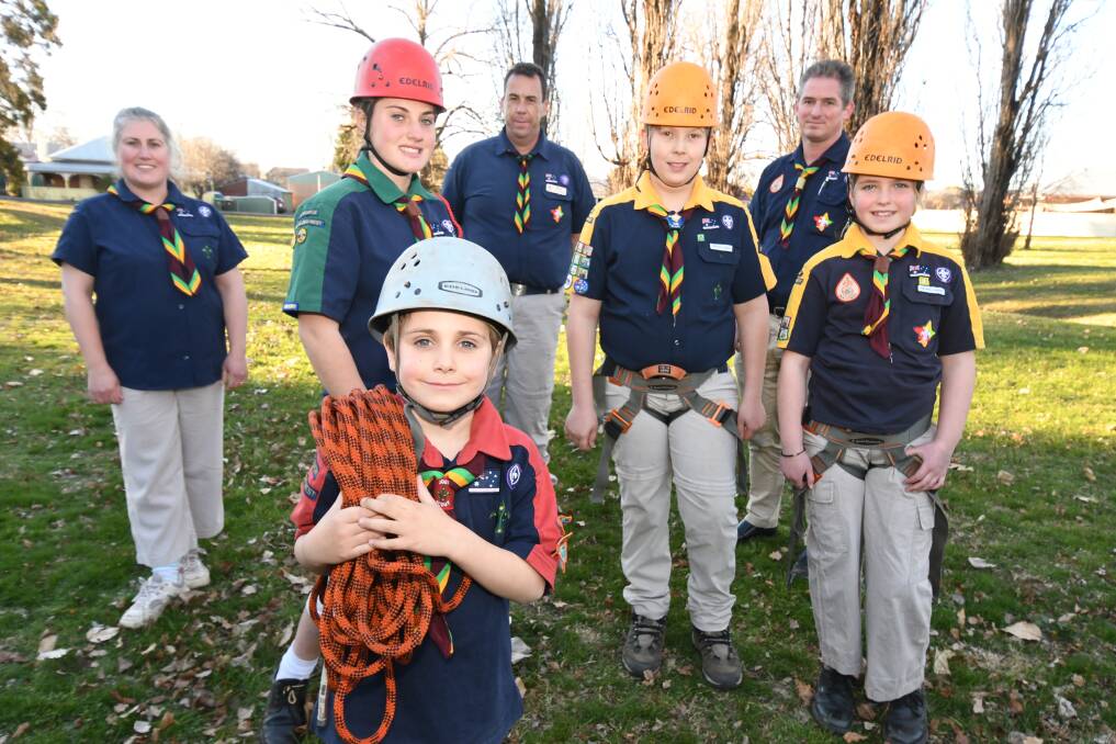 ADVENTURE TIME: 3rd Orange Scout Group's Janelle Roarty-Calder, Keira Roarty, Justin Baker, Flynn Baker, Nick Geoghegan, Abbie Geoghegan and Hayden Calder have invited all to their open day. Photo: JUDE KEOGH