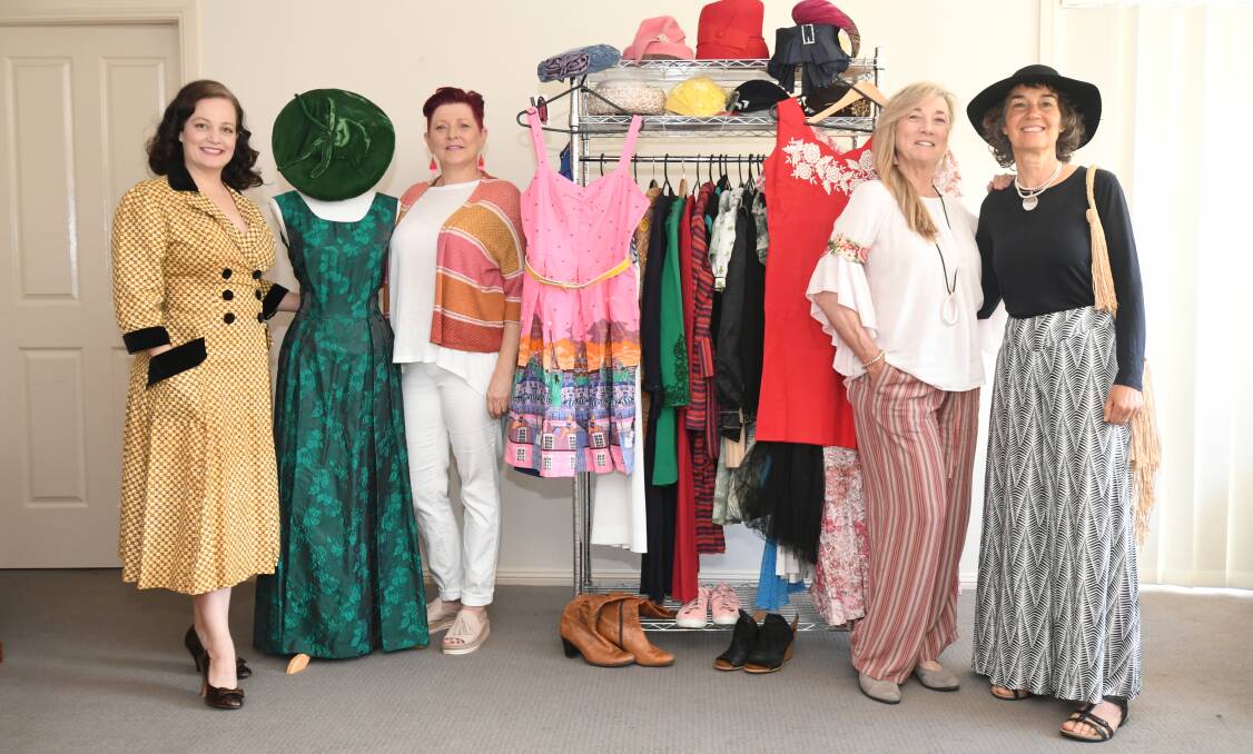 HIGH FASHION: Amber Mastrangeli, Belinda Griffiths, Julie Graham and Julie Pont will make their vintage fashions available on Saturday. Photo: JUDE KEOGH