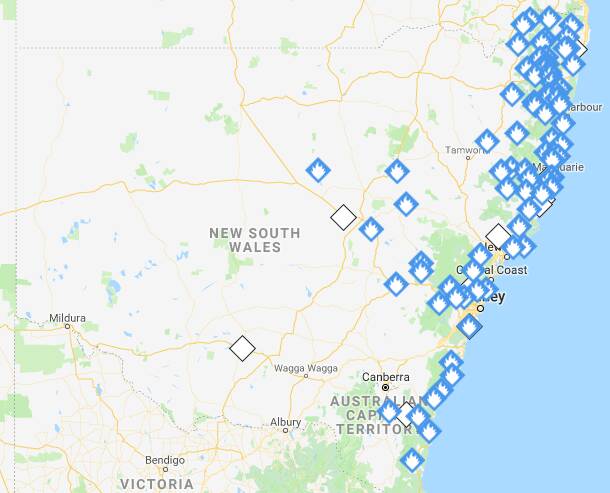 WIDESPREAD: As of Wednesday 55 fires continued to burn across 38,100 hectares of NSW.
