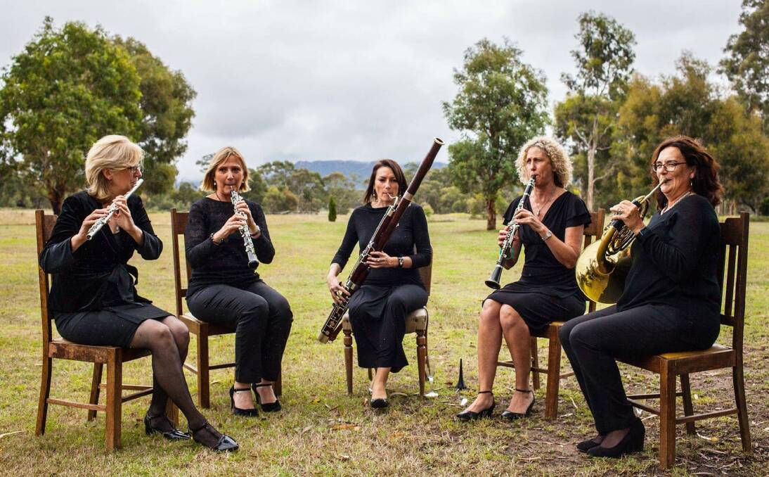 CHAMBERMAIDS: Anne Plummer, Anna Rodger, Alex Farrugia, Jennie Ford, Alison Egan have performed several concerts together at the region's wineries. Photo: supplied