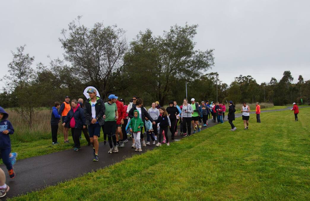 CHILLY MORNING: Crowds line up at Gosling Creek Reserve for the launch of parkrun in 2016. Photo: Orange parkrun