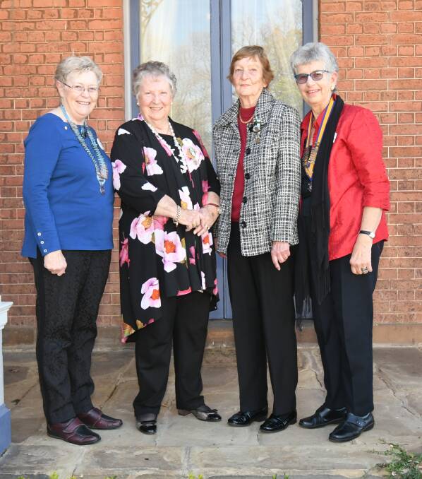 AWARD RECIPIENTS: Janet Power with Joan Selwood who was honoured for active service to Inner Wheel Club and Devina Harrison who received 50 year recognition of membership award and outgoing president Judy Reppen. Photo: CARLA FREEDMAN 0623cfduntry5
