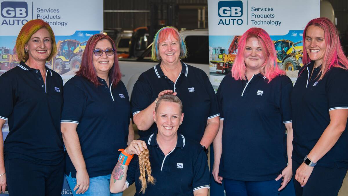 LOCK CHOP: GB Auto staff members Vanessa Macdonald, Sandy Van Der Westhuis, Joanne Joyce, Fay Bensley, Kylie Hunt and Dannielle Bevege. Photo: supplied.