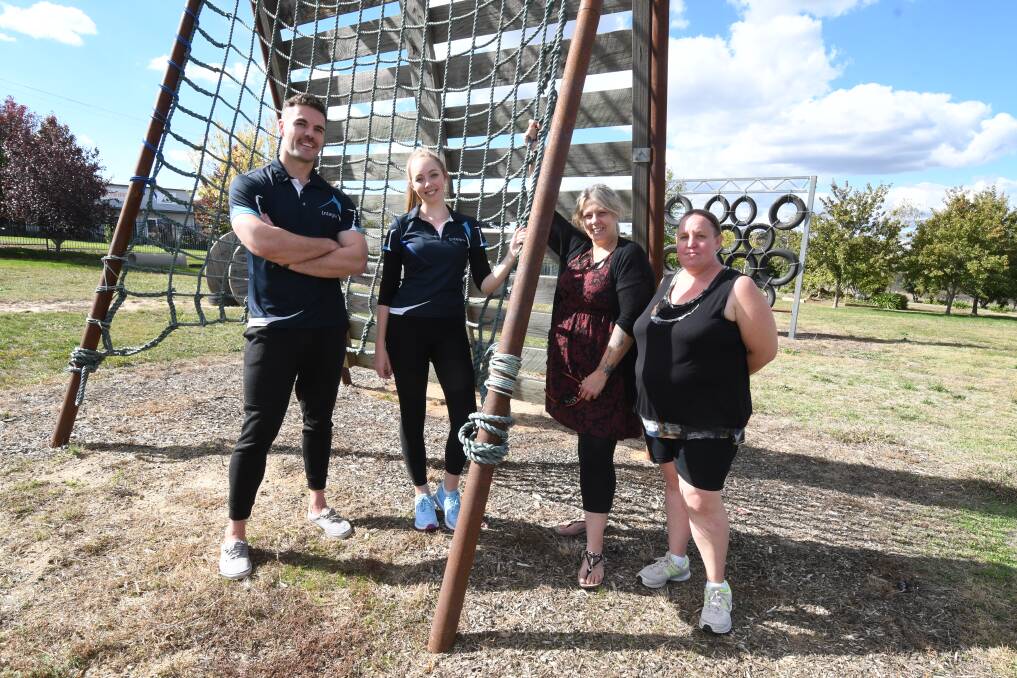 FIT FUN: Elijah Beath, Margot Foy-Brown, Monika Sayed and Christine Budge get ready to test their fitness on the assault course. Photo: JUDE KEOGH