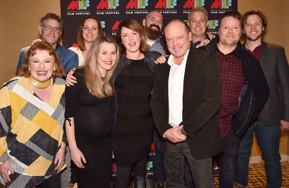 CAST AND CREW: Cindy Pritchard, Jonathon Page, Airlie Dodds, Julia Scales, Susan Prior, Ben Scales, Alan Dukes, Chris Bland, Heath Davis and Khan Chittendon at the film's premiere in Melbourne. Photo: supplied.