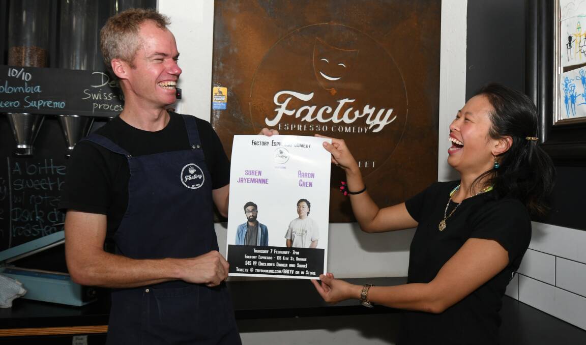 FORTNIGHTLY FUN: Factory Espresso duo Nick and Ruby Gleeson will host comedy acts in their cafe every two weeks this year. Photo: JUDE KEOGH