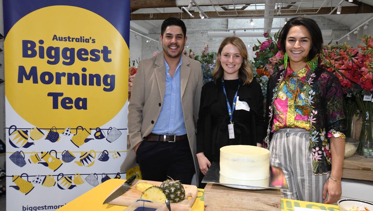 BIG CUPPA: Ricky Puata, Nicola Taylor and Lily Hahn-Stevens at the launch of Australia's Biggest Morning Tea at The Sonic. Photo: CARLA FREEDMAN