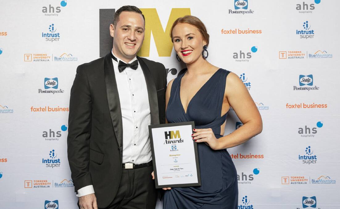 FRANCHISE AWARD: Relationship Manager at Intrust Super'S Ben Chapman and Franchisee at Quest Apartment Hotels Amy van de Ven. Photo: SUPPLIED.
