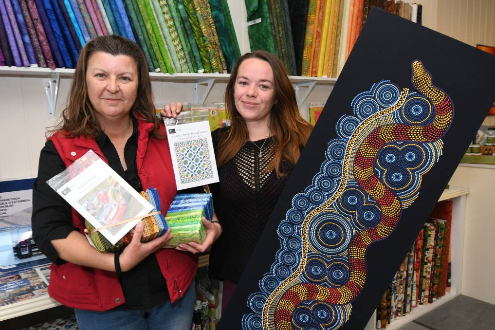DROUGHT RELIEF: Alongside other Craft and Quilt Fair stallholders, Leanne Noske and Yasmine Russell will provide items to be raffled. Photo: JUDE KEOGH 0814jkhidden1