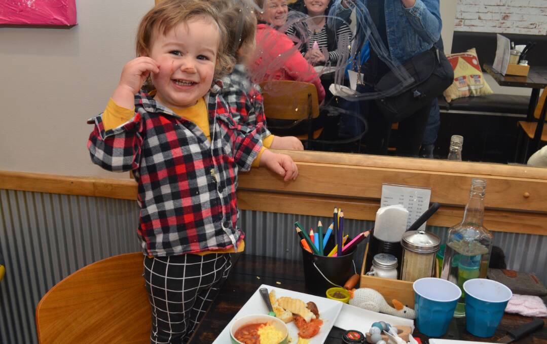 FLANEL FUN: Bowie Wells got into the farming spirit at Bensons Cafe on Friday. Photo: ALEX CROWE