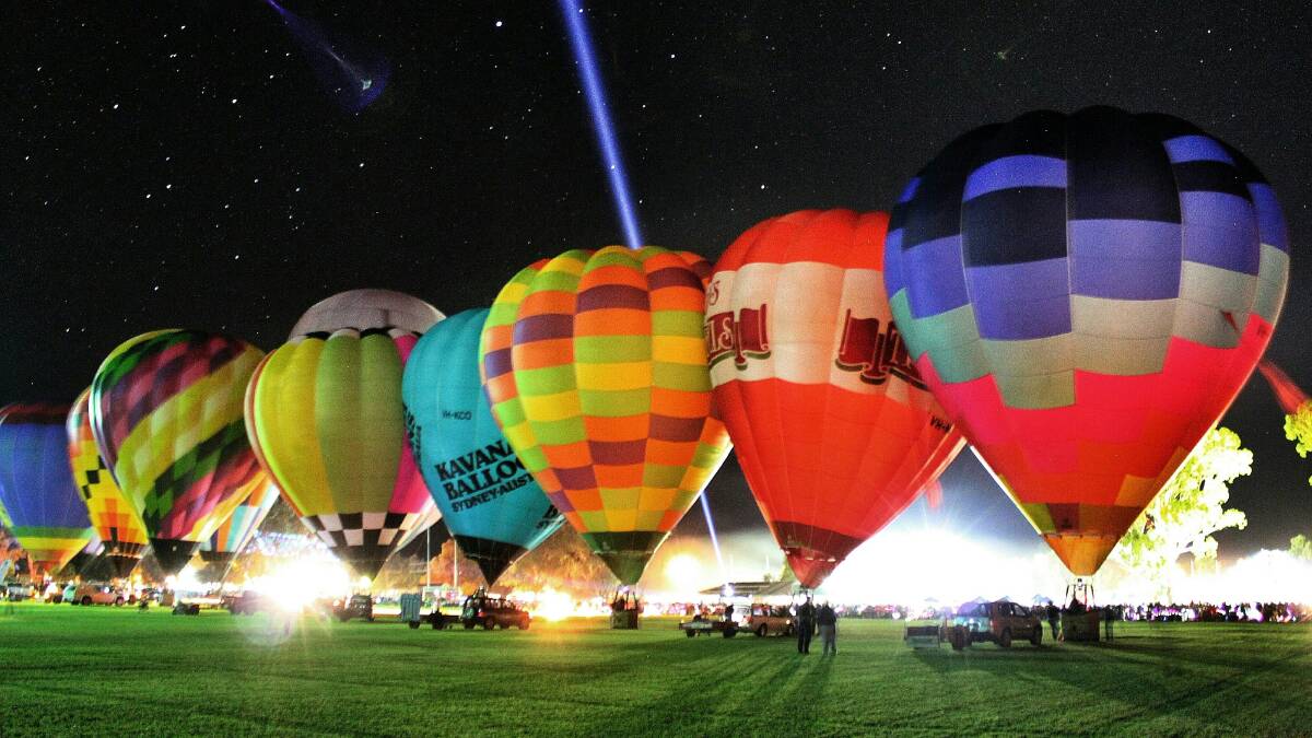 LIT UP: The Cabonne Country Balloon Glow is set to be a highlight of the Canowindra Balloon Challenge. Photo: SUPPLIED
