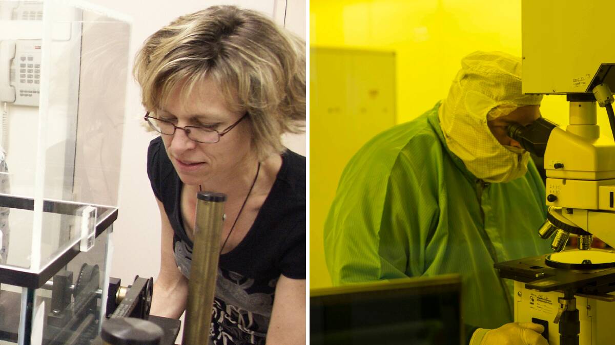 TECH DEVELOPMENT: University of Sydney Professor of Physics Zdenka Kuncic in the lab and a member of her team. Photo: SUPPLIED
