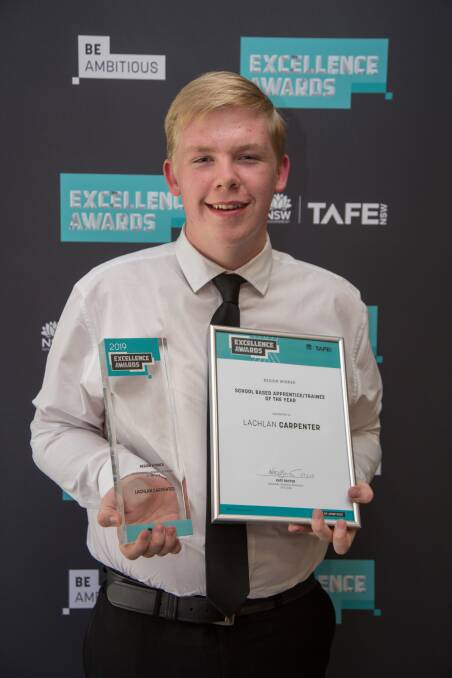 TAFE AWARDS: Lachlan Carpenter was presented with the School Based Apprentice/Trainee Student of the Year award. Photo: supplied