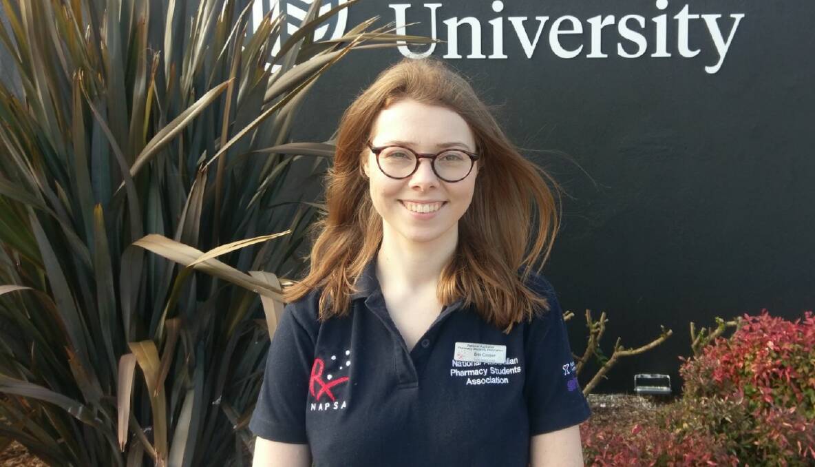 TOP ROLE: Charles Sturt University pharmacy student Erin Cooper has been elected as president of the National Australian Pharmacy Students' Association. Photo: SUPPLIED.