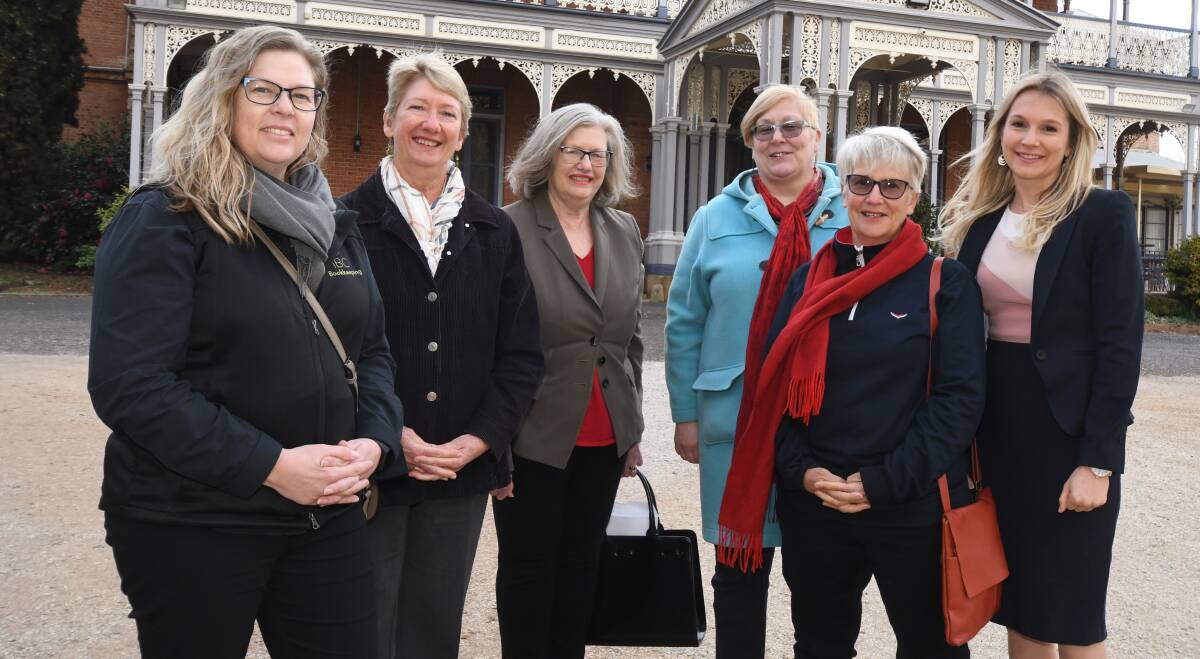 WOMEN LEADERS: Fiona Tyrie, Lee Blume, Jane Merkel, Amanda Spalding, Mary Brell and Maryanne Hawthorne ahead of the forum. Photo: JUDE KEOGH