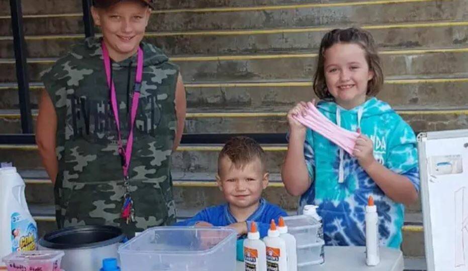 SLIME TIME: Be like eight-year-old Una Skein, brother Kai, 12, and their young friend and get some slime time in these school holidays.