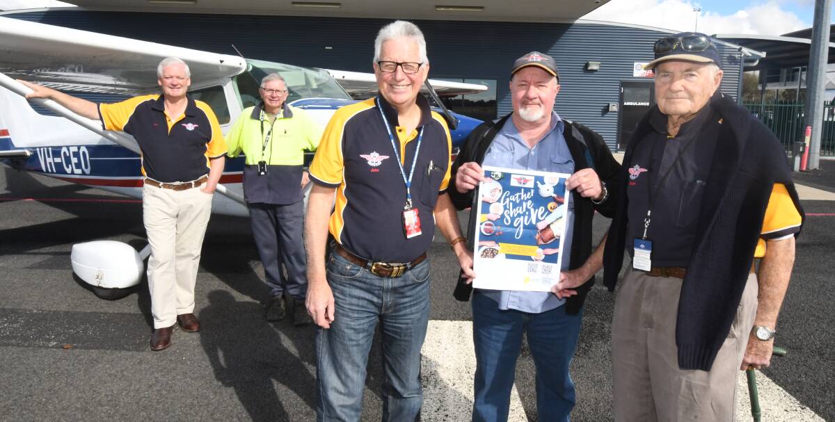 FLY-IN FUNDRAISER: Ken Barber, Allan Brown, John Pullen, Bruce Freedman and Stuart Porges will help host a Biggest Morning Tea at the Orange airport on Saturday. Photo: JUDE KEOGH