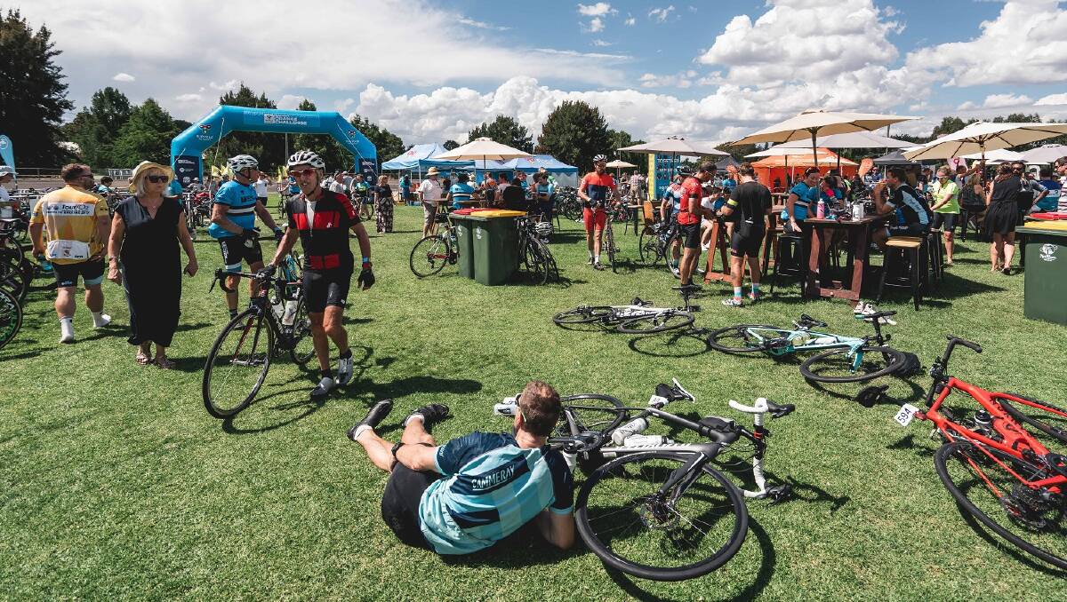 RACE DAY: Riders relax after completing the Newcrest Challenge in 2018. Photo: supplied
