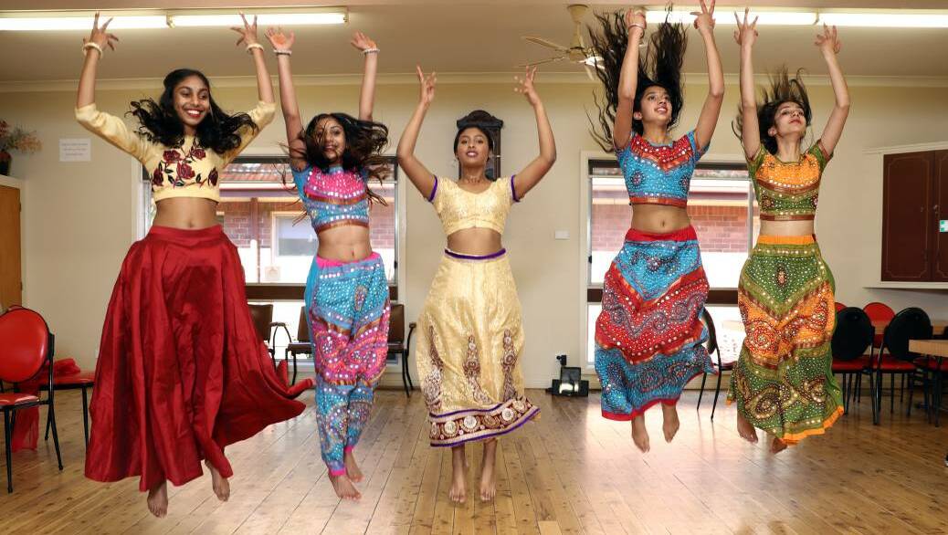 BOLLYWOOD STYLE: Little Jingles Dance Group members Sharolyn and Ashlyn Narayana, Mira Praveen and Behalf and Sejal Dhatt performed in 2017. Photo: ANDREW MURRAY