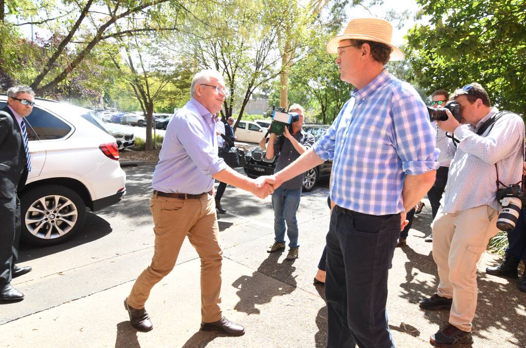 Prime Minister Scott Morrison met with Member for Colare Andrew Gee on Tuesday. Photo: JUDE KEOGH