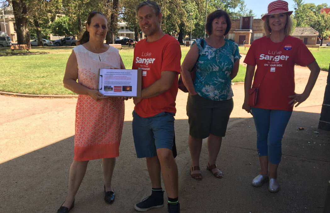 GROUP ACTION: Debbie Thornton with Country Labor candidate for Orange Luke Sanger, Paula Townsend and Sue Duchnaj. Photo: ALEX CROWE