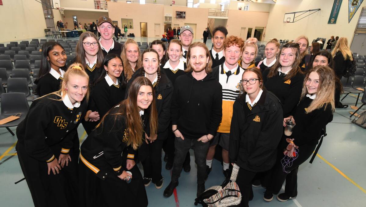 YOUTH WORKSHOP: Mental health advocate Nic Newling talked about his mental health journey with students at James Sheahan Catholic High School this week. 0507jkheadspace1