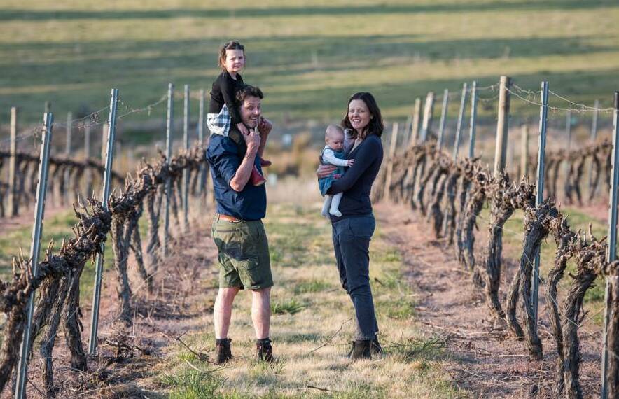 SWEET AS: Winemaker William-Rikard Bell with his wife Kimberley and their daughters. Photo: PIP FARQUHARSON
