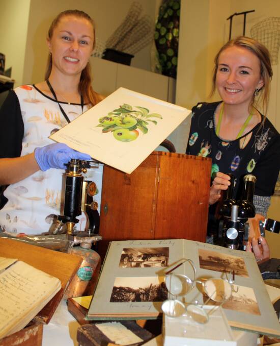 PLANT ART: Jordan Bailey and Lauren Drysdale with art which will be on display at Orange Regional Museum as part of a biosecurity heritage exhibition.