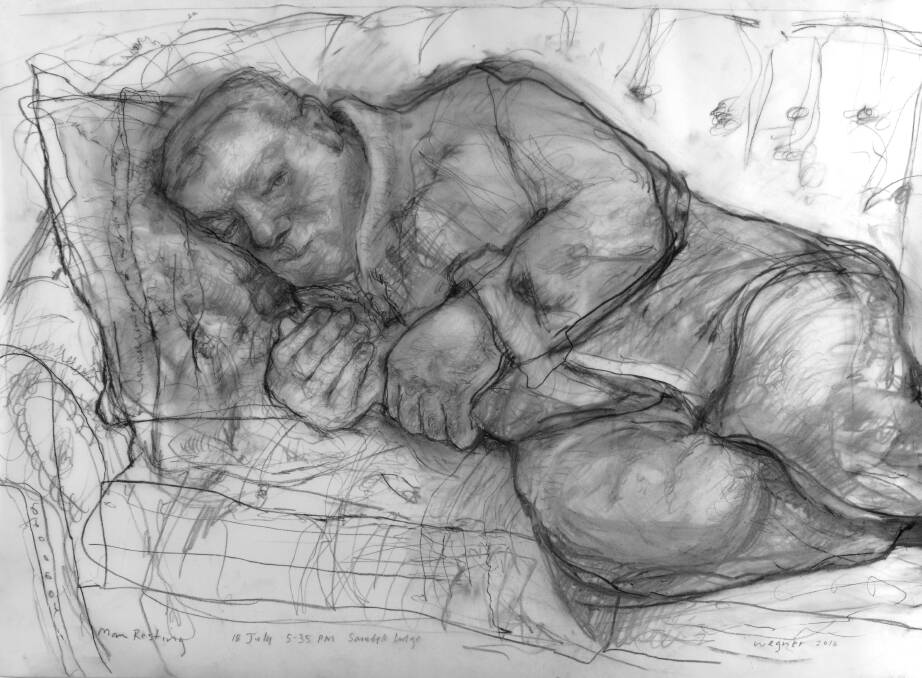 EYE-CATCHING: 'Man Resting' by Peter Wegner is a charcoal on paper from the Kedumba Collection that will be on exhibit at Orange Regional Art Gallery.
