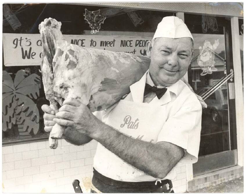 Pat Ford in front of his butchers shop in March Street, Orange, c 1980s. Image courtesy of the Ford family