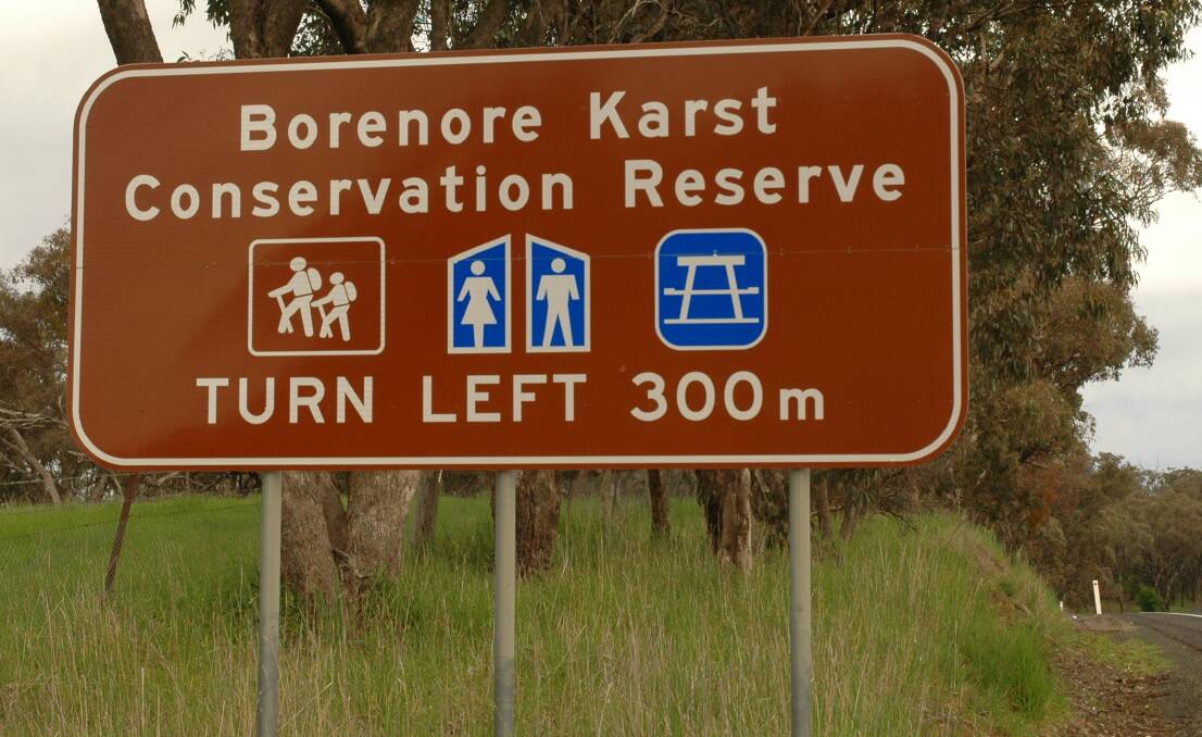 The Borenore Caves sign that attracts some quizzical looks from passing motorists.