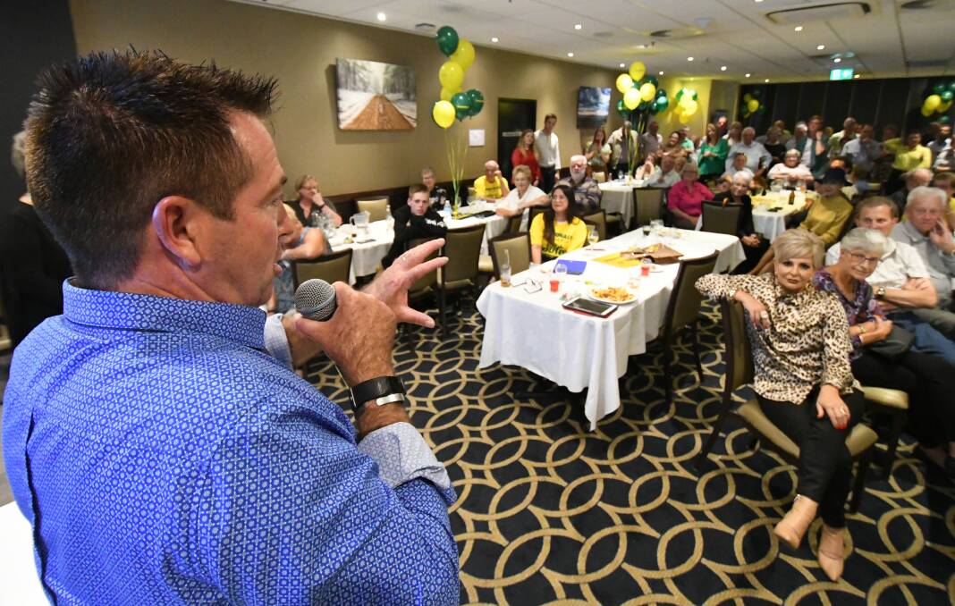 MORE SUCCESS: Member for Bathurst Paul Toole, pictured addressing his supporters after being re-elected in Bathurst on March 23. He has now been elected by his party as the deputy leader of the Nationals. Photo: CHRIS SEABROOK 032319cptoole2
