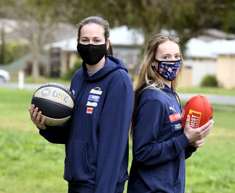 Housemates Alicia Froling and Jasmine Simmons have plenty to do in lockdown as they prepare for professional seasons in summer. Picture: Lachlan Bence