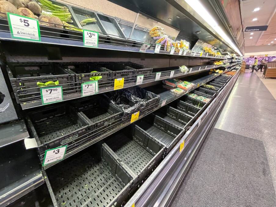 Near-empty shelves in a Wollongong supermarket. Picture: Adam McLean