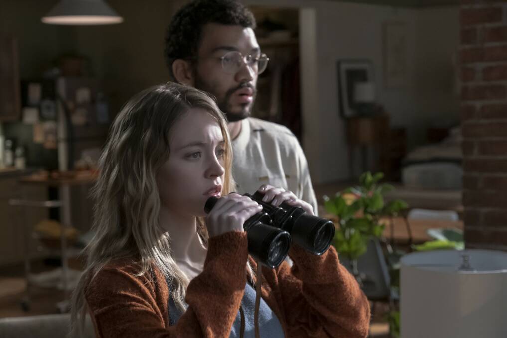Sydney Sweeney, left, and Justice Smith star in The Voyeurs. Picture: Amazon Prime