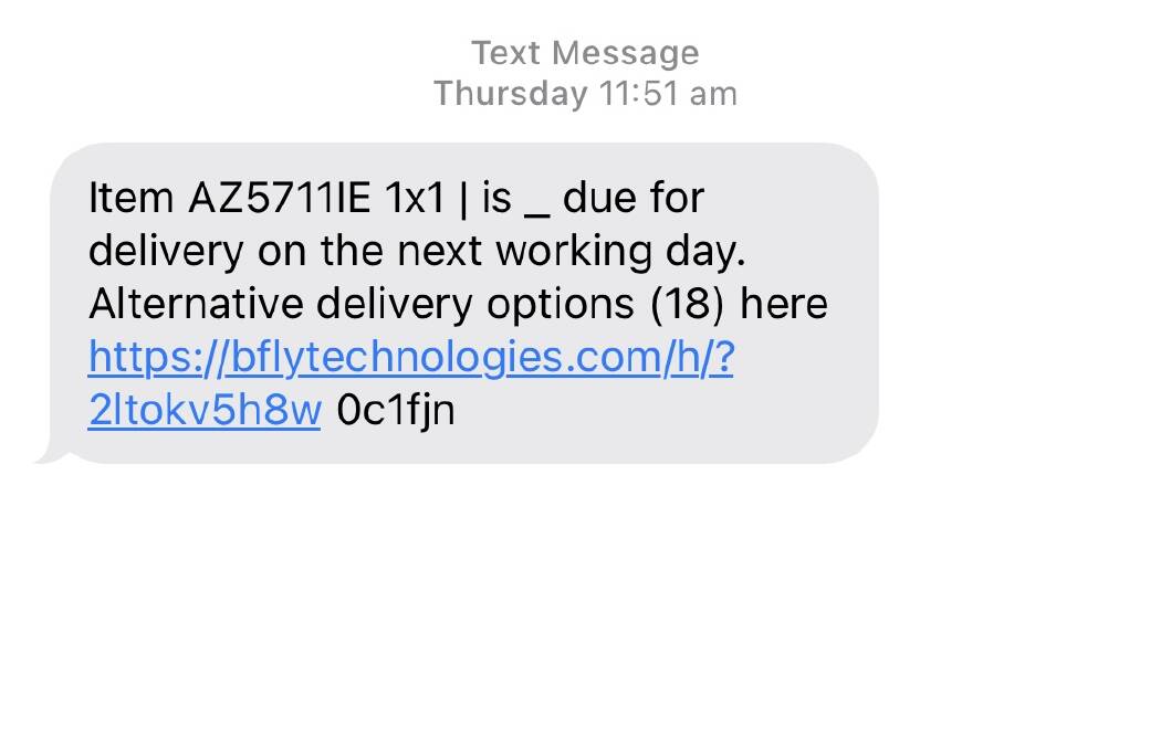 An example of a scam text message