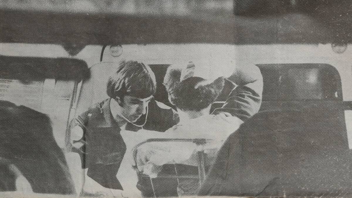 Stephen Ford working on a patient. The photo appeared in The Courier many years ago.