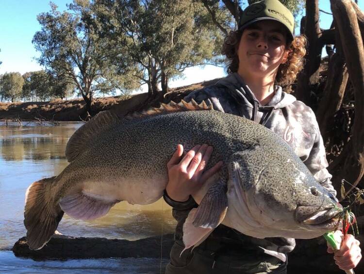 WHOPPING CATCH: 15-year-old William Wallace  caught this monster Murray Cod in the Lachlan River.