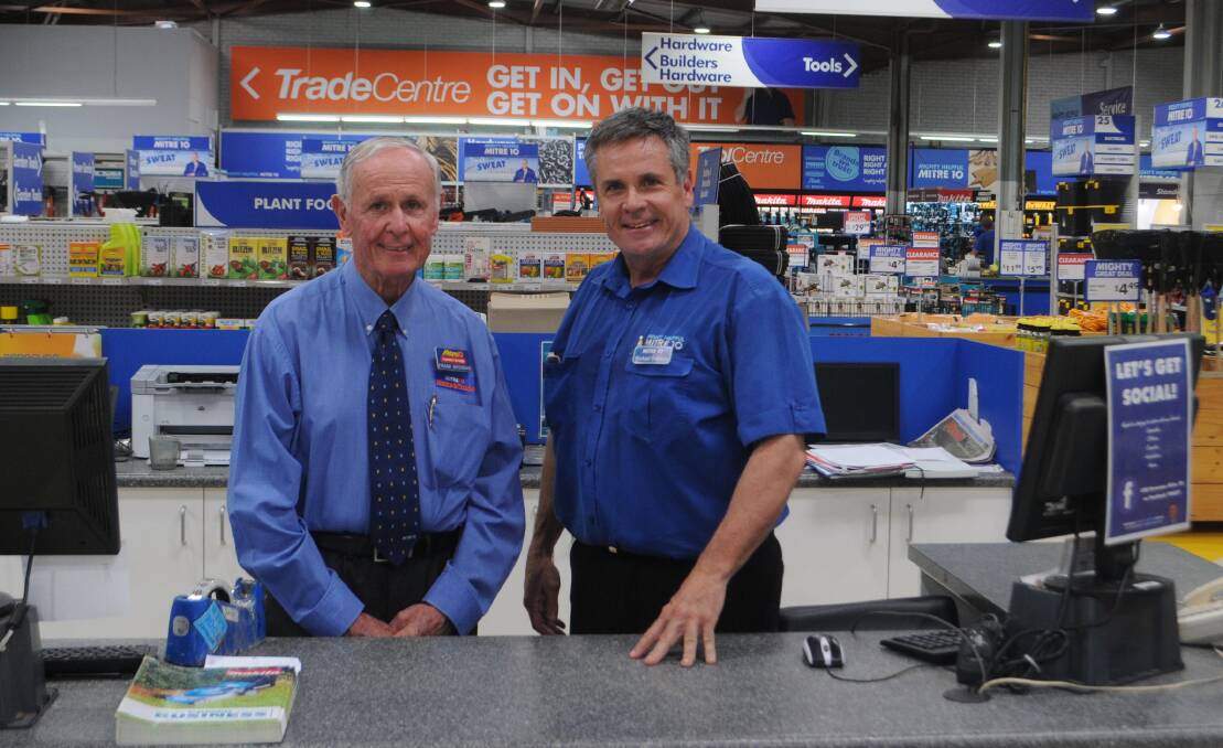 Moving on: Brennan's Mitre 10 governing director Frank Brennan and managing director Michael Brennan at their store of more than 40 years. Photo: LYNN RAYNER