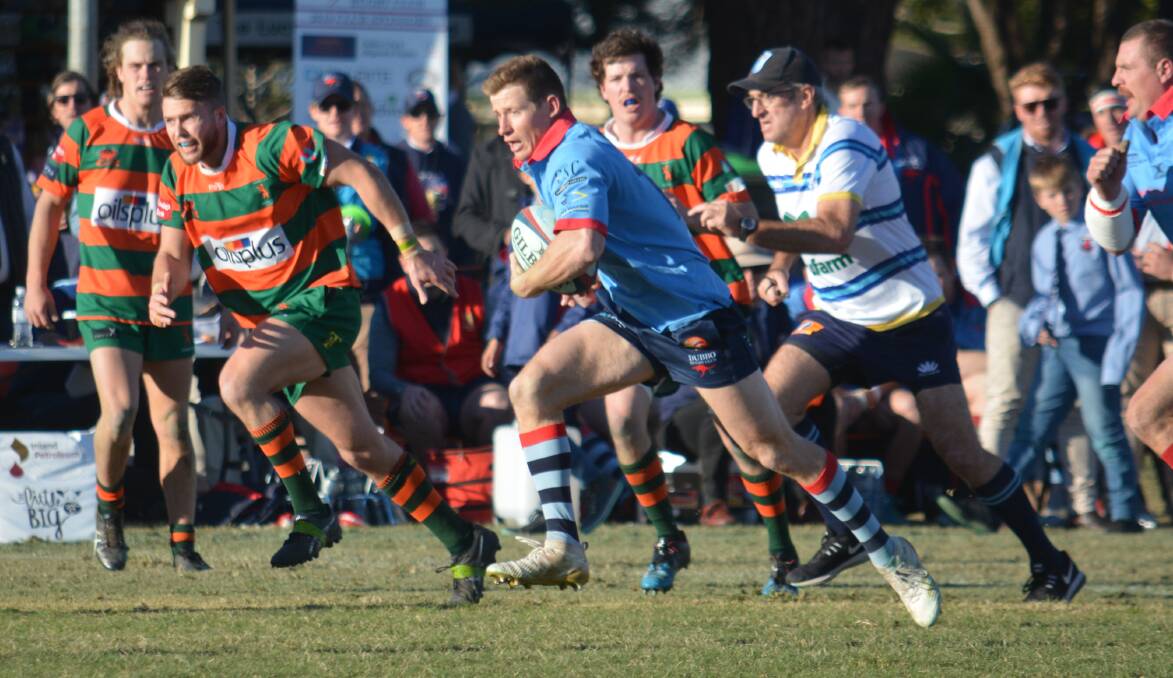 BLITZ: Dubbo winger Tim Beach was once again the fastest man on the field on Saturday. Photo: DANIEL SHIRKIE